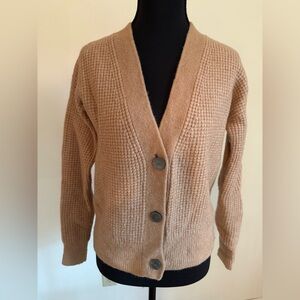 Banana Republic Camel Waffle Knit Cardigan Sweater with V-Neck
